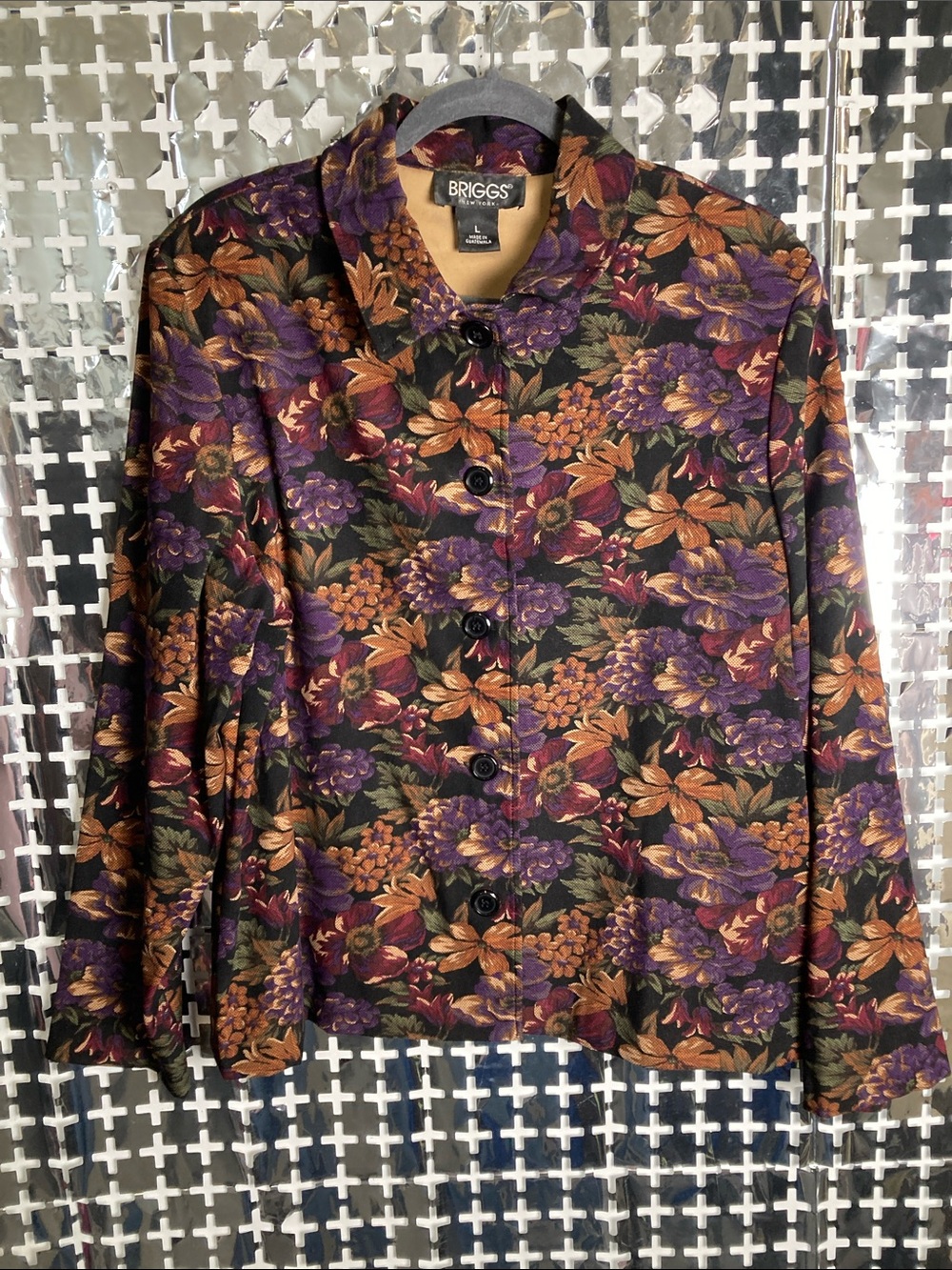 Briggs New York Purple and Burnt Orange Floral Blazer